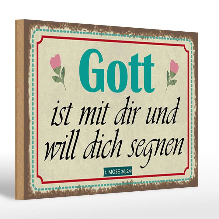 Wooden sign 20x30 cm God is with you and wants to bless you for wholesale by Femer