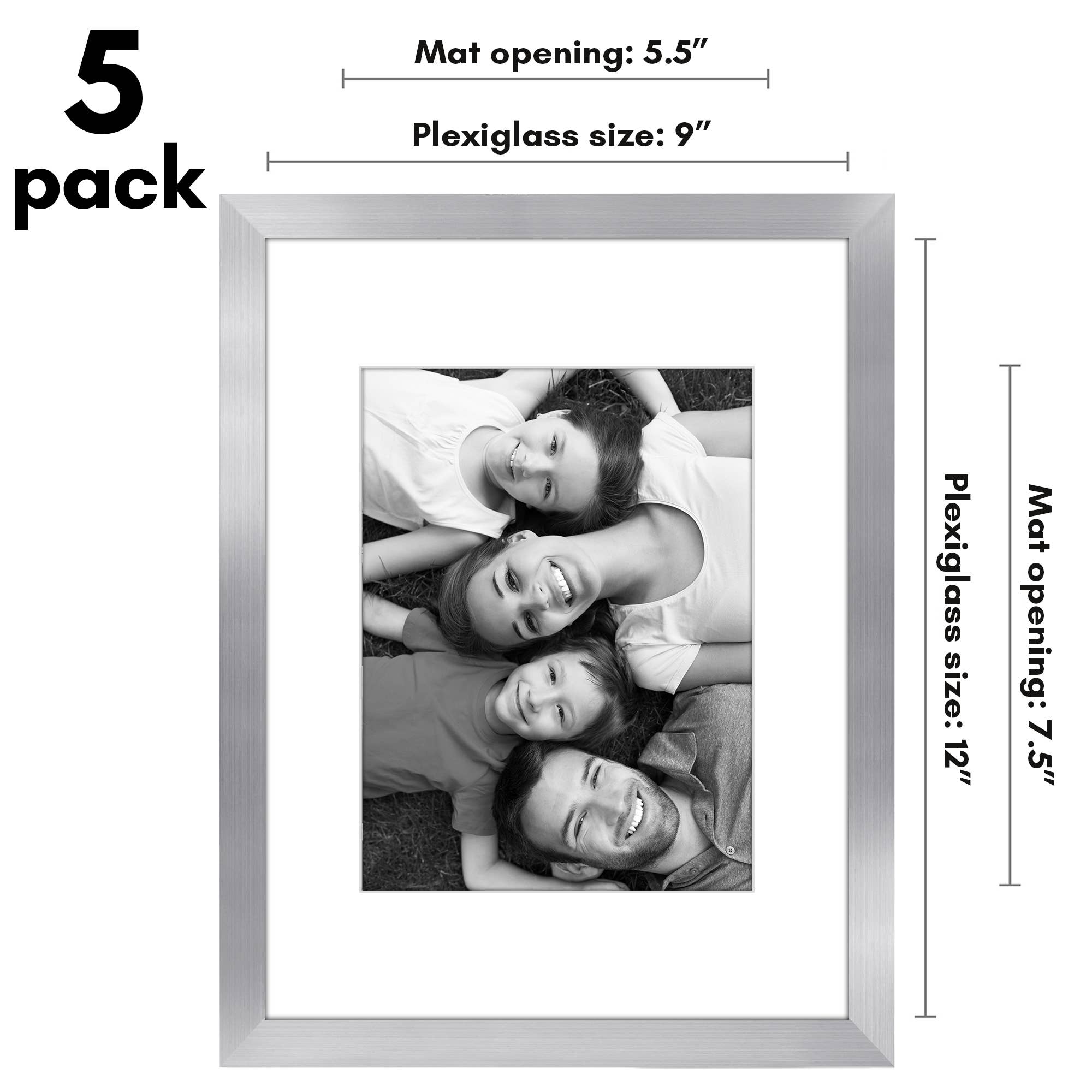 Americanflat - Wholesale Picture Frame - Americanflat 5 Pack Picture Frames With Mat Plexiglass Cover129