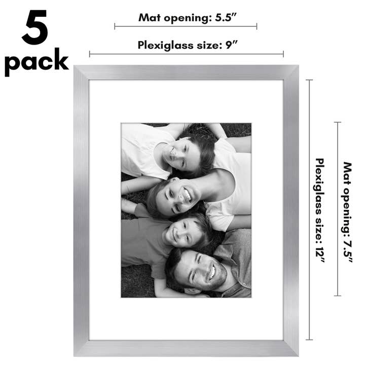 Americanflat - Wholesale Picture Frame - Americanflat 5 Pack Picture Frames With Mat Plexiglass Cover129