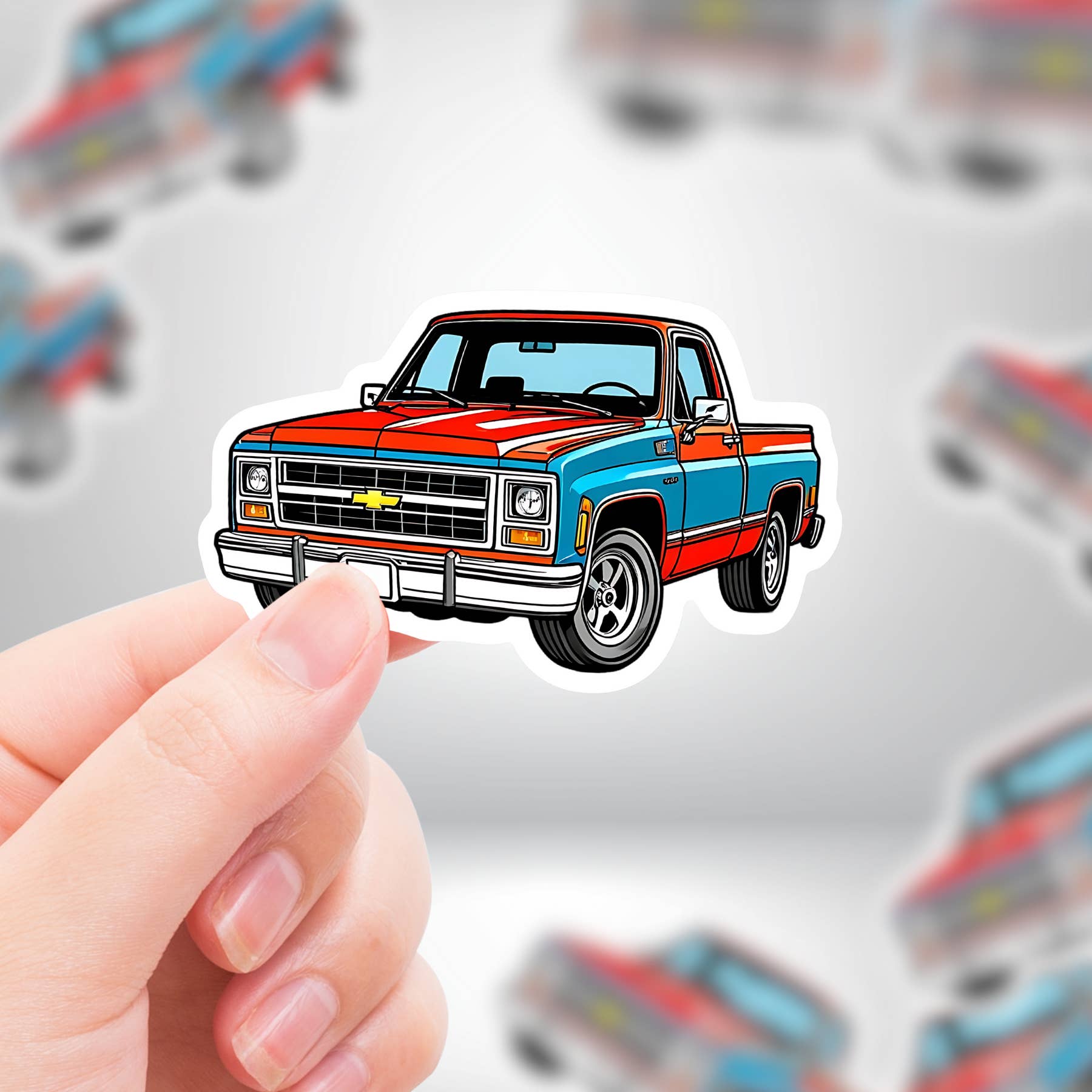 Coyote Color - Wholesale Sticker - Square Body Chevy Truck Premium Die Cut Waterproof Stickers
