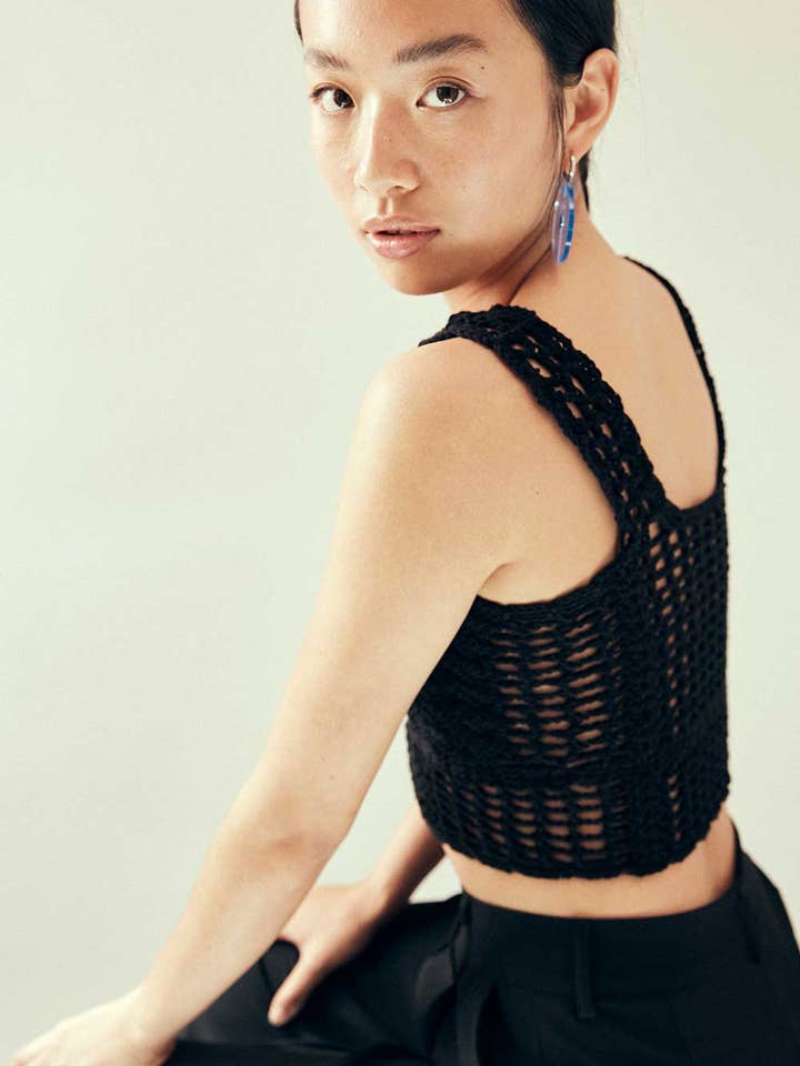 Alba handmade black crochet top for wholesale by Nitah