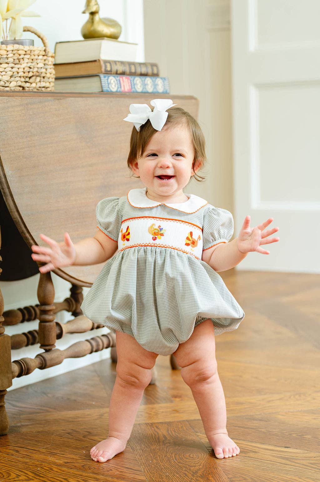 Ruth and Ralph - Wholesale Bodysuit (Non-Footed) - Baby - Thanksgiving Smocked Eleanor Bubble