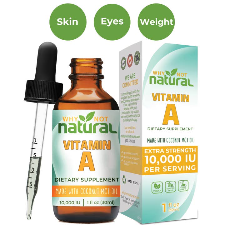 WhyNotNatural - Wholesale Oral Supplement/Vitamin - Liquid Vitamin A:Support Skin, Eyes, Immunity & Hair 1fl oz