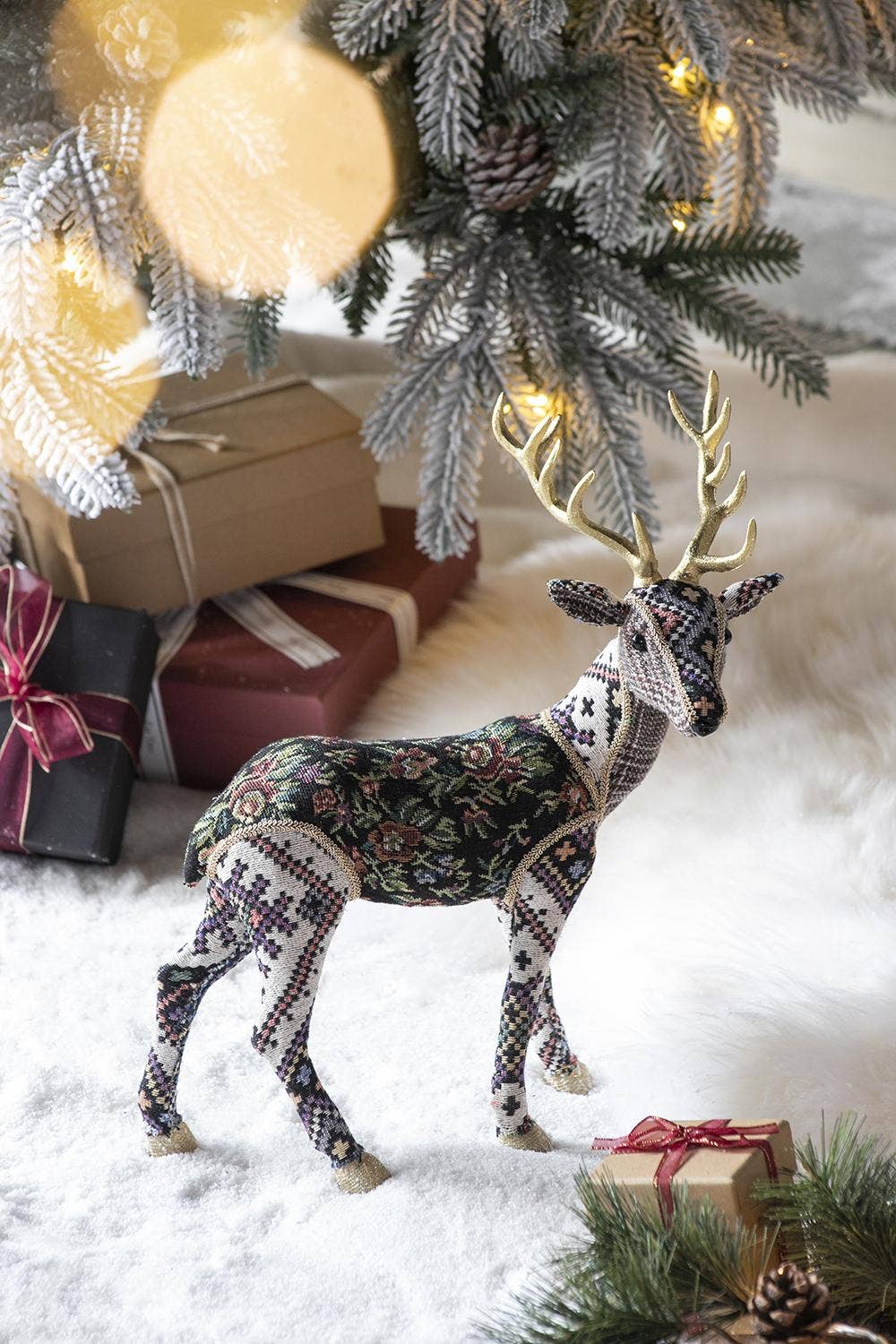 A&B Home Group Inc. - Wholesale Christmas Decoration - 13x6.3x16.5" Majestic Velvet Deer Figurine2