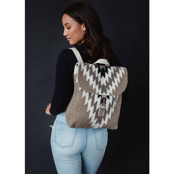 Panache Apparel Co. - Wholesale Backpack - Women's - Taupe, Cream & Black Aztec Backpack1