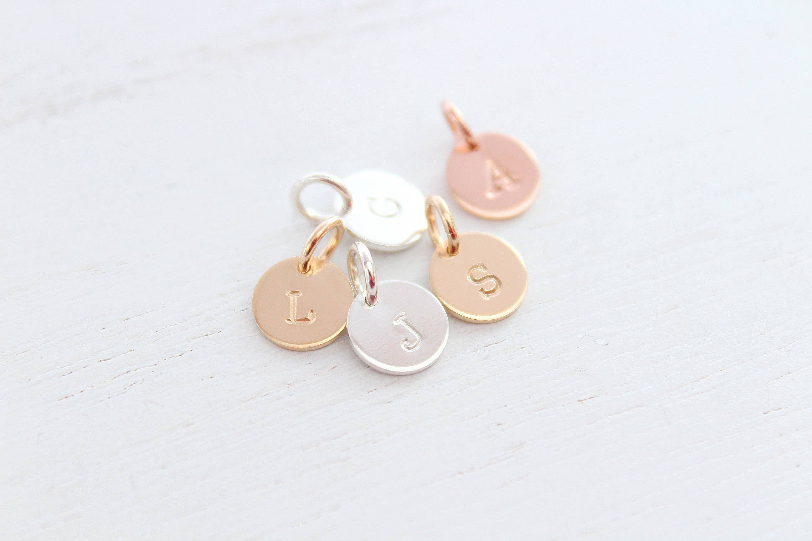 Mytinystarshining – wholesale Individual charm/pendant – Initial charms in sterling silver, 14k gold filled rose gold1