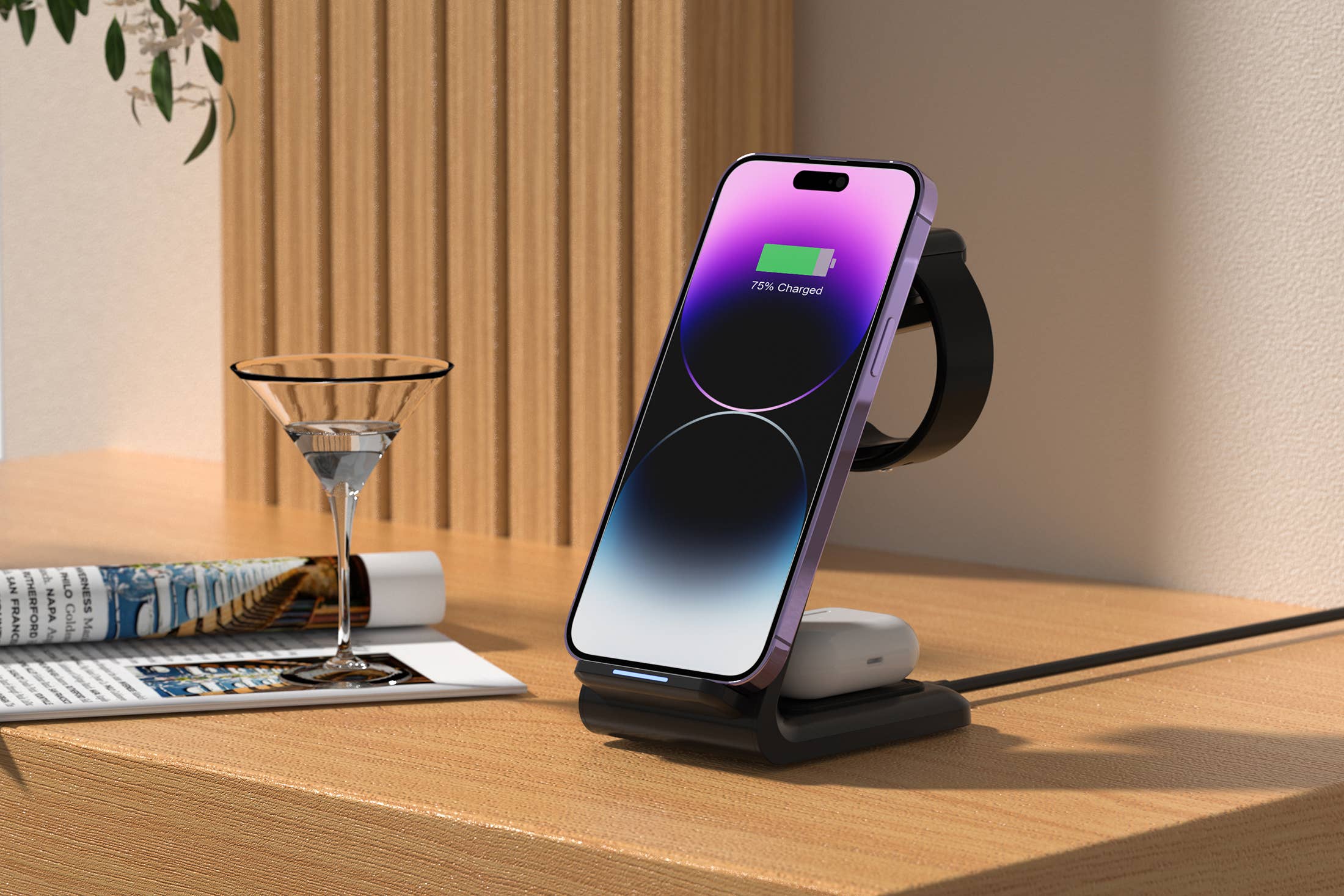 LAX Gadgets – Base e suporte para telefone por atacado – Estação de carregamento rápida 3 em 1 para iPhone/iPad - embalagem para varejo8