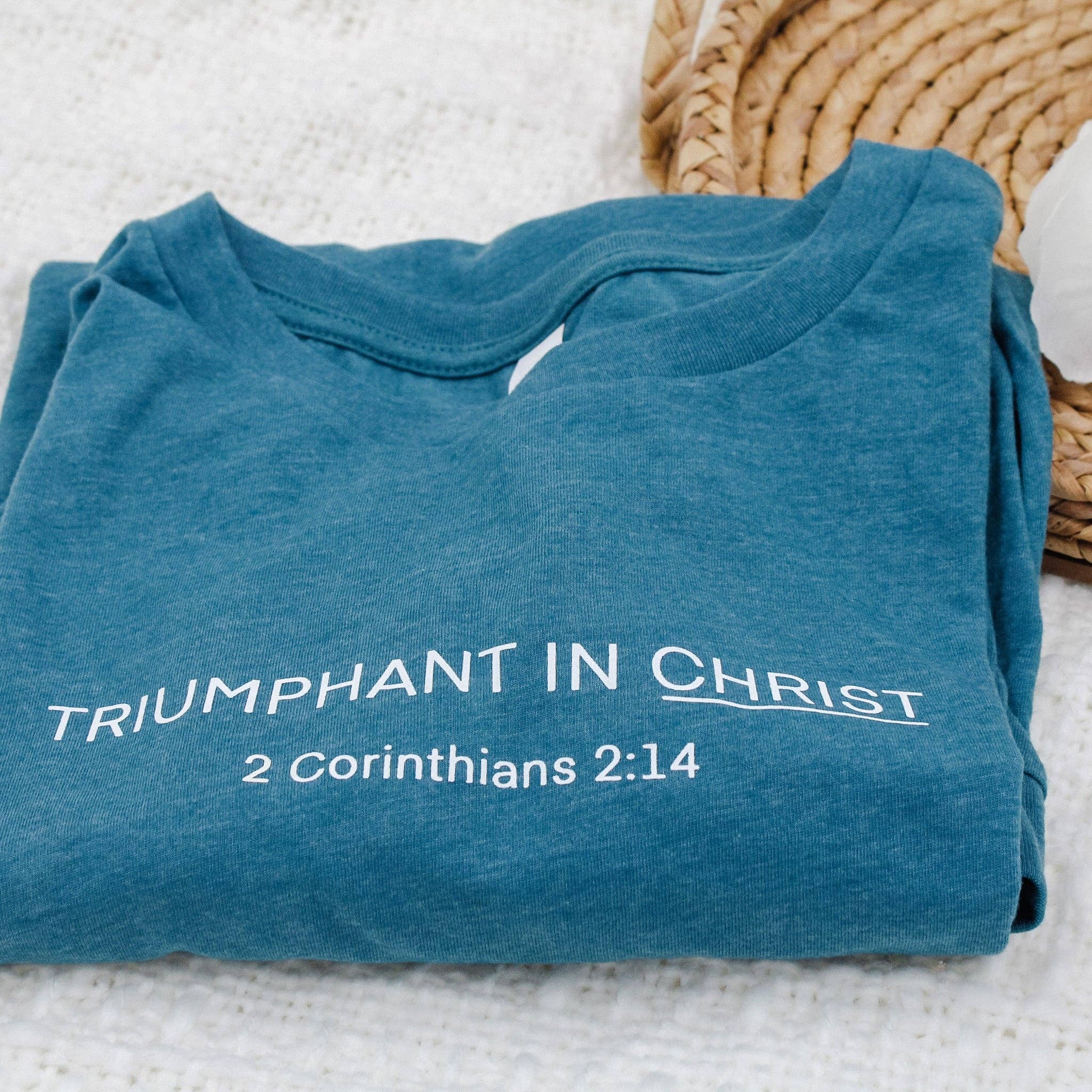 Common Grace Print Shop - Wholesale Screen Printed T-Shirt - Women's - Triumphant in Christ Long-Sleeve T-Shirt0