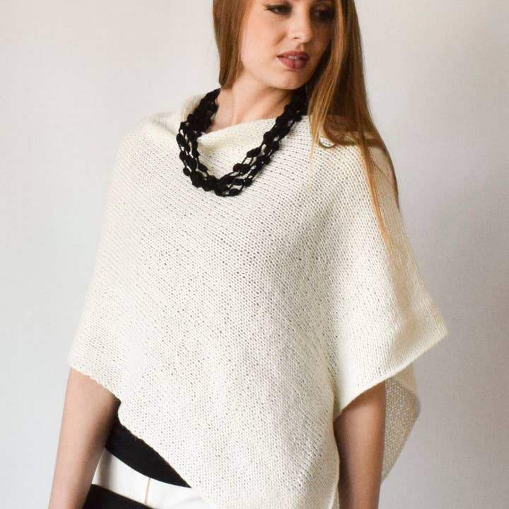 Moche Lifestyle – wholesale Poncho – Women's – Alpaca Hand Knit Poncho Wrap: Mustard Yellow