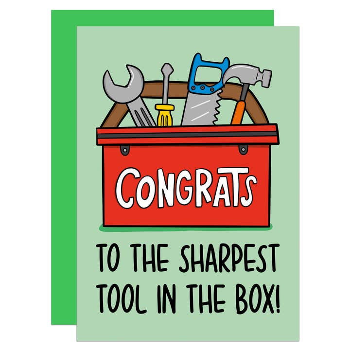Det skarpeste værktøj i kassen Tillykke A6-kort for engroshandel hos TeePee Creations