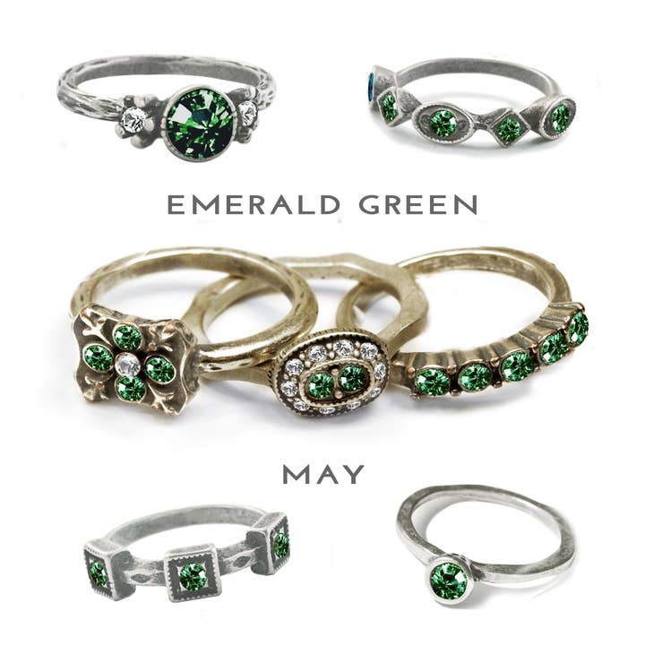 Stackable May Birthstone Ring - Emerald Green for wholesale by Sweet Romance Jewelry