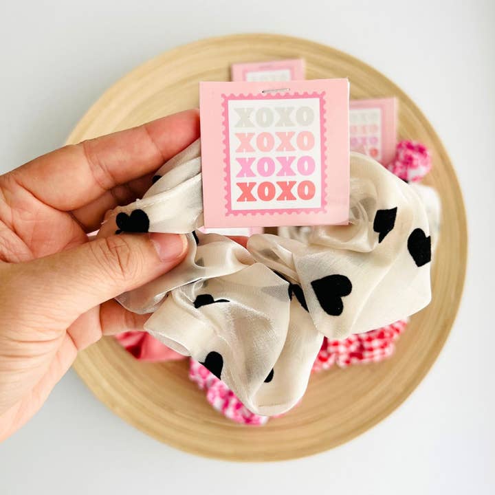 Tiny Gift Society - Wholesale Scrunchie - Women's - Valentines Scrunchies | Heart Thank You | Valentine Gifts XO