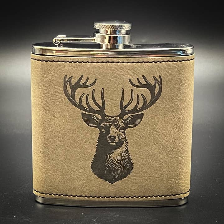 Adirondack Etching LLC - Wholesale Flask - Deer - Leatherette Wrapped Flask4