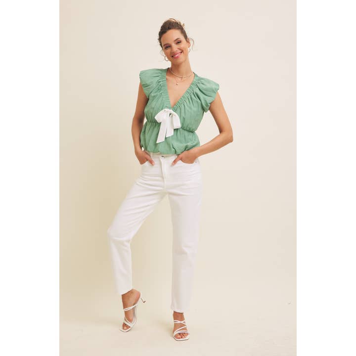 in february - Wholesale Blouse - Women's - SEASONLESS FEMININE CRINKLE BLOUSE WITH CONTRAST BOW TIE20