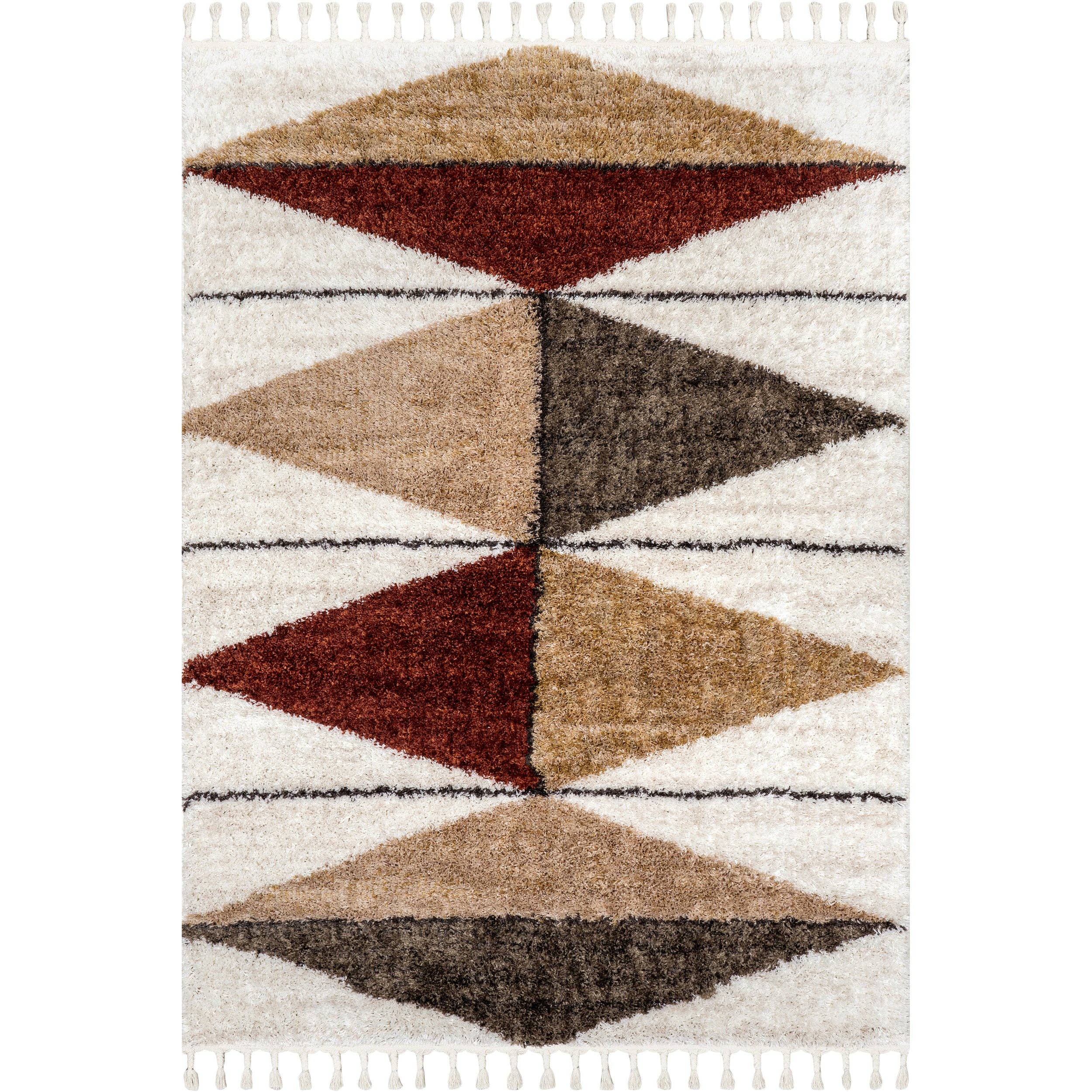 Rust Kali Shaggy Diamond Tassel Area Rug for wholesale on Faire24