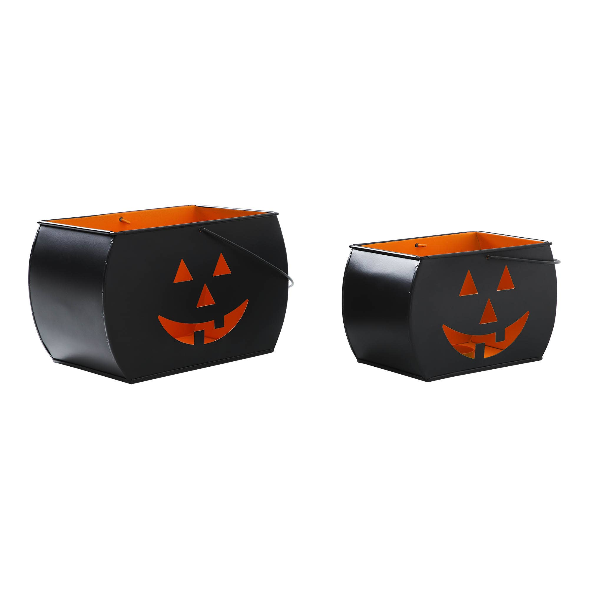 VHC Brands - Vente Bougeoirs - Porte-bougies chauffe-plat noirs d'Halloween pour bonbons ou sort, lanternes votives effrayantes, ensemble de 2 pour la décoration d'automne.5