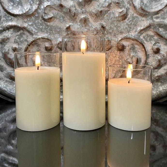 The Light Garden Collection - Vente Bougies piliers - Trio classique, S/3, ivoire simple 3 x 4 pouces, 3 x 5 pouces, 3/6 pouces0