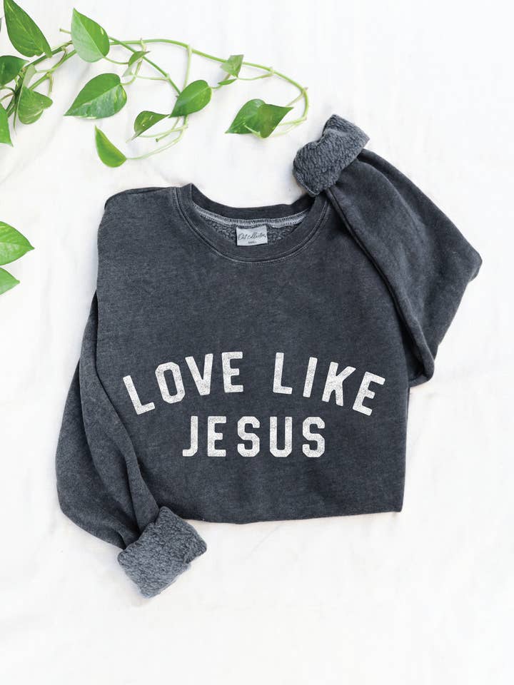 LOVE LIKE JESUS Mineral Graphic Sweatshirt for wholesale by OAT COLLECTIVE
