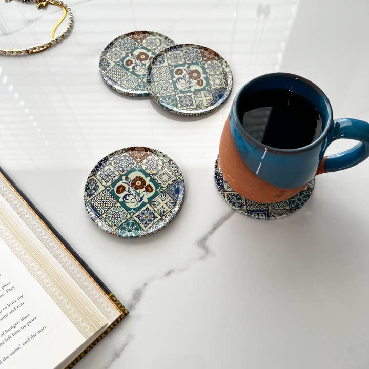 Umays Boho - Wholesale Coasters - Mediterranean Coaster, Boho Office Decor, Floral Coaster3