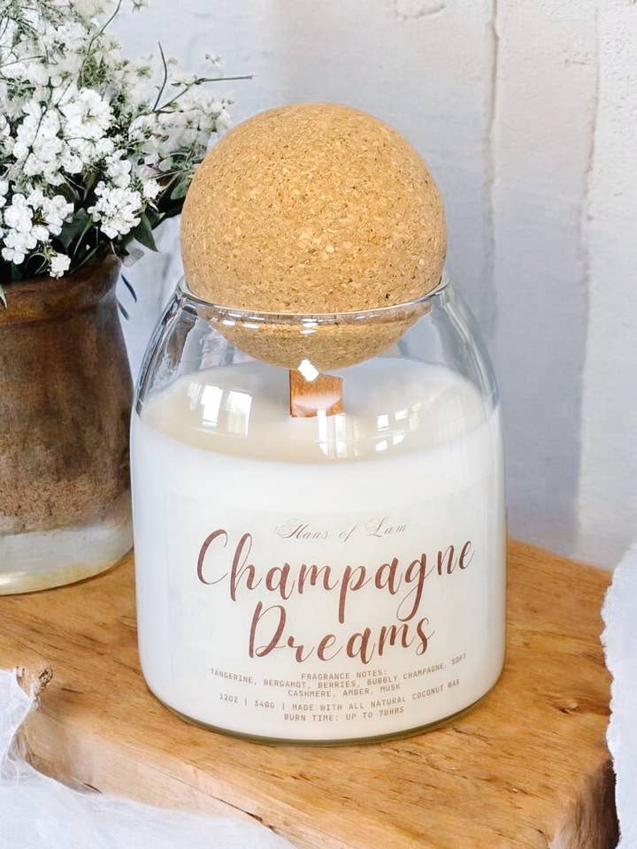 Champagne Dreams Scented Candle for wholesale by Haus Of Lam