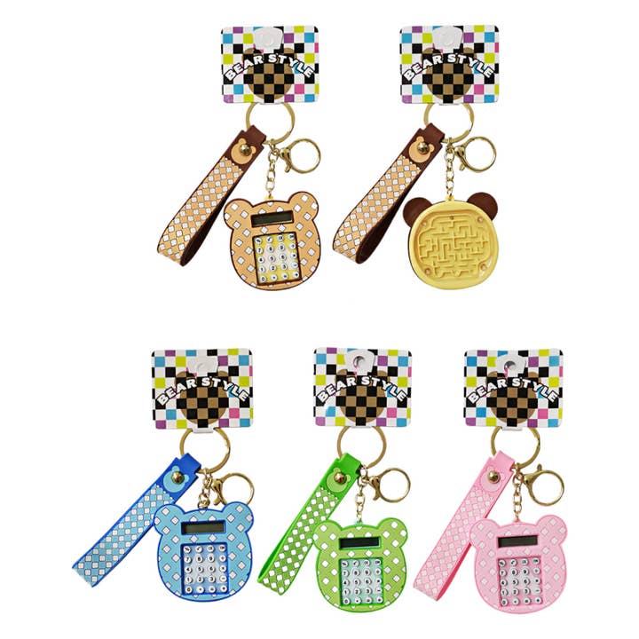 ASSORTED BEAR CALCULATOR & MAZE TOY KEY CHAIN 2830-49 (12PC) for wholesale on Faire