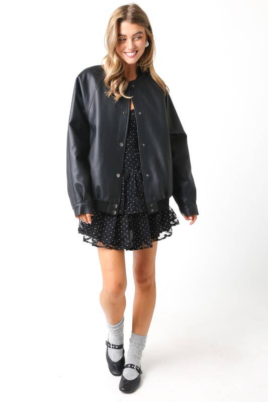 Black Harlow Bomber Jacket for wholesale on Faire6