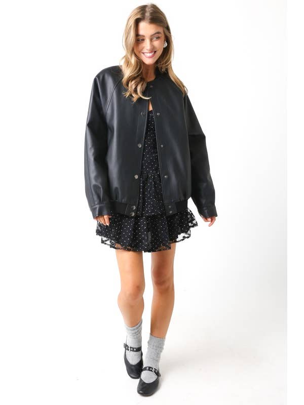 Black Harlow Bomber Jacket for wholesale on Faire6