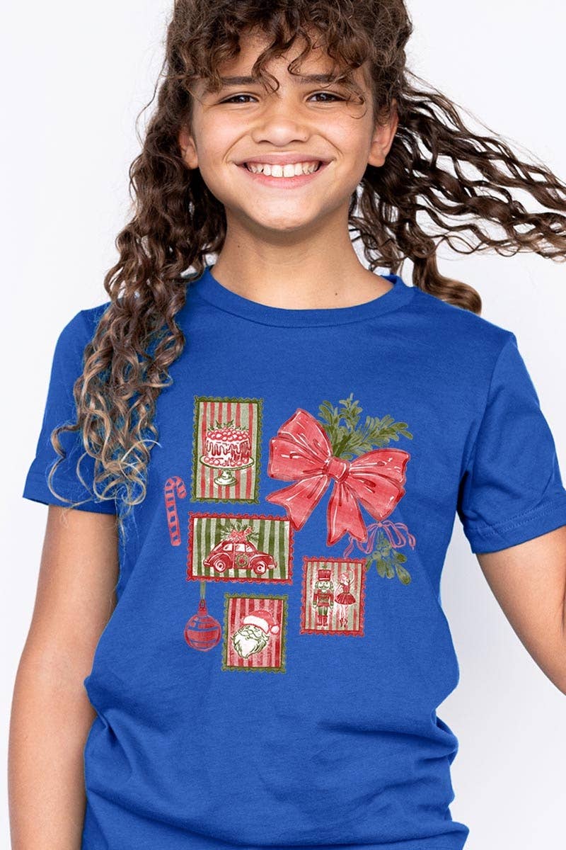 COLORBEAR - Vendita all'ingrosso Maglietta - Bambini - Maglietta Grafica per Bambini con Francobolli di Natale6