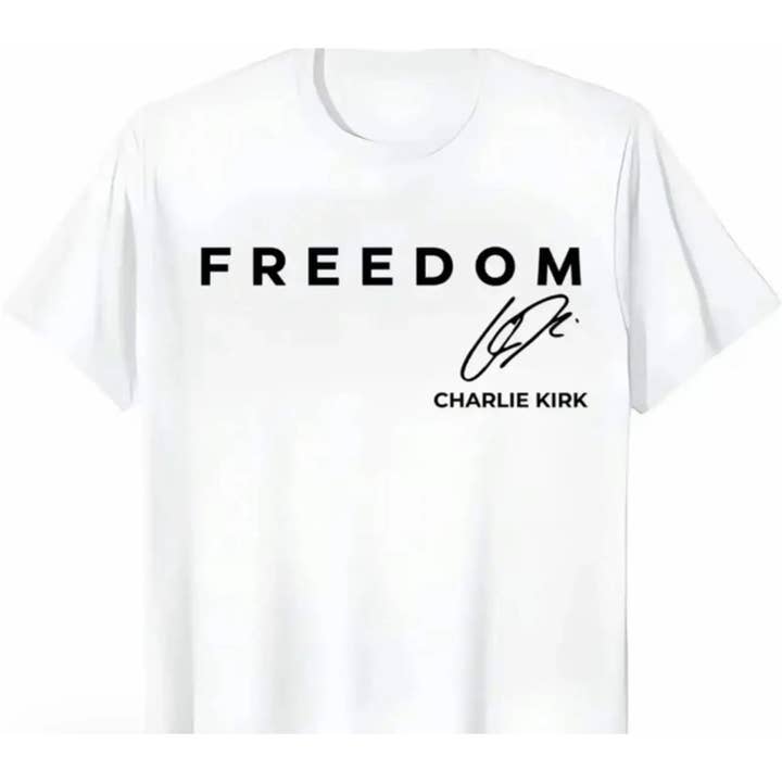 Charlie Kirk "Freedom" Signature T-Shirt for wholesale by TheKingShirt