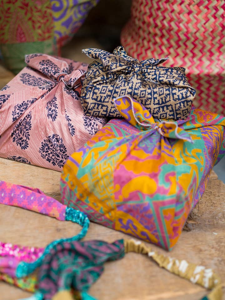 Recycled Sari Gift Wrap for wholesale by Namaste