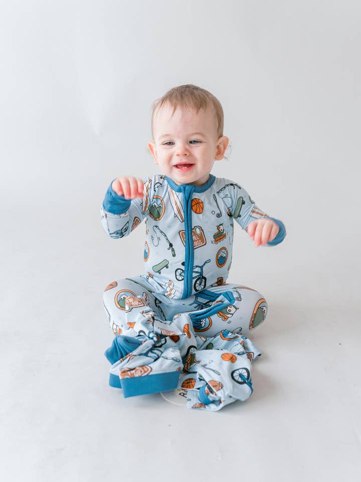 Little Beam Co. - Wholesale Sleepsuit - Baby - Blue “I Can Do All Things” Zippy4