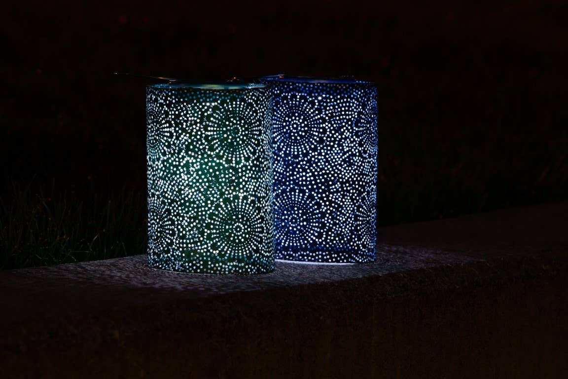 Allsop Home & Garden - Wholesale Outdoor/Lawn Light - Stella Cylinder 7.5" Solar Lantern - Metallic Emerald15