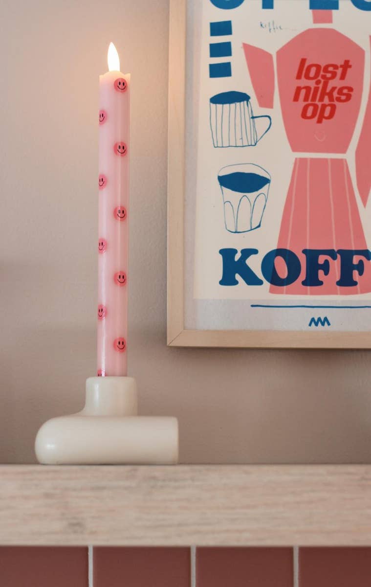 Aifcandles - Wholesale Flameless Candle - LED Pillar Candle Smiley Pink - Set of 214