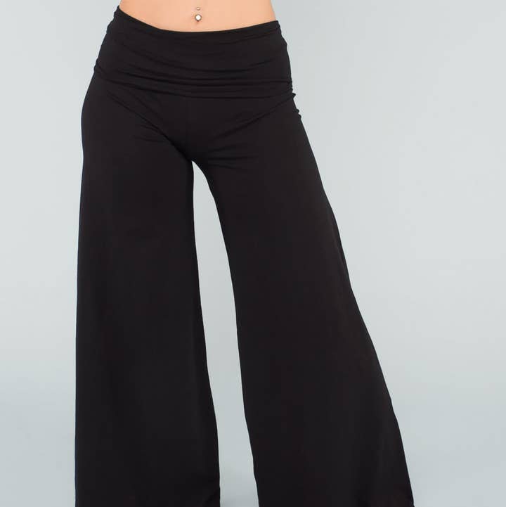 Organic Roll-Top Flowy Pants - Black for wholesale on Faire0