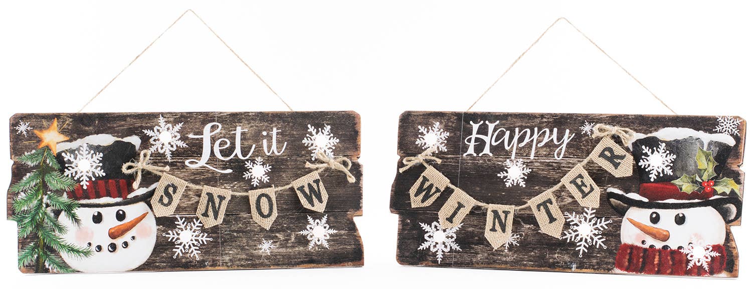 Oak Street Wholesale - Wholesale Christmas Decoration - Snowman w/Burlap Hanger (2)0