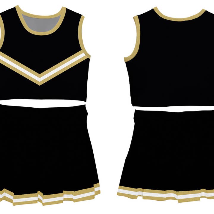 Vive La Fete - Wholesale Athletic Top - Kids - Black and Gold Sleeveless Cheerleader2