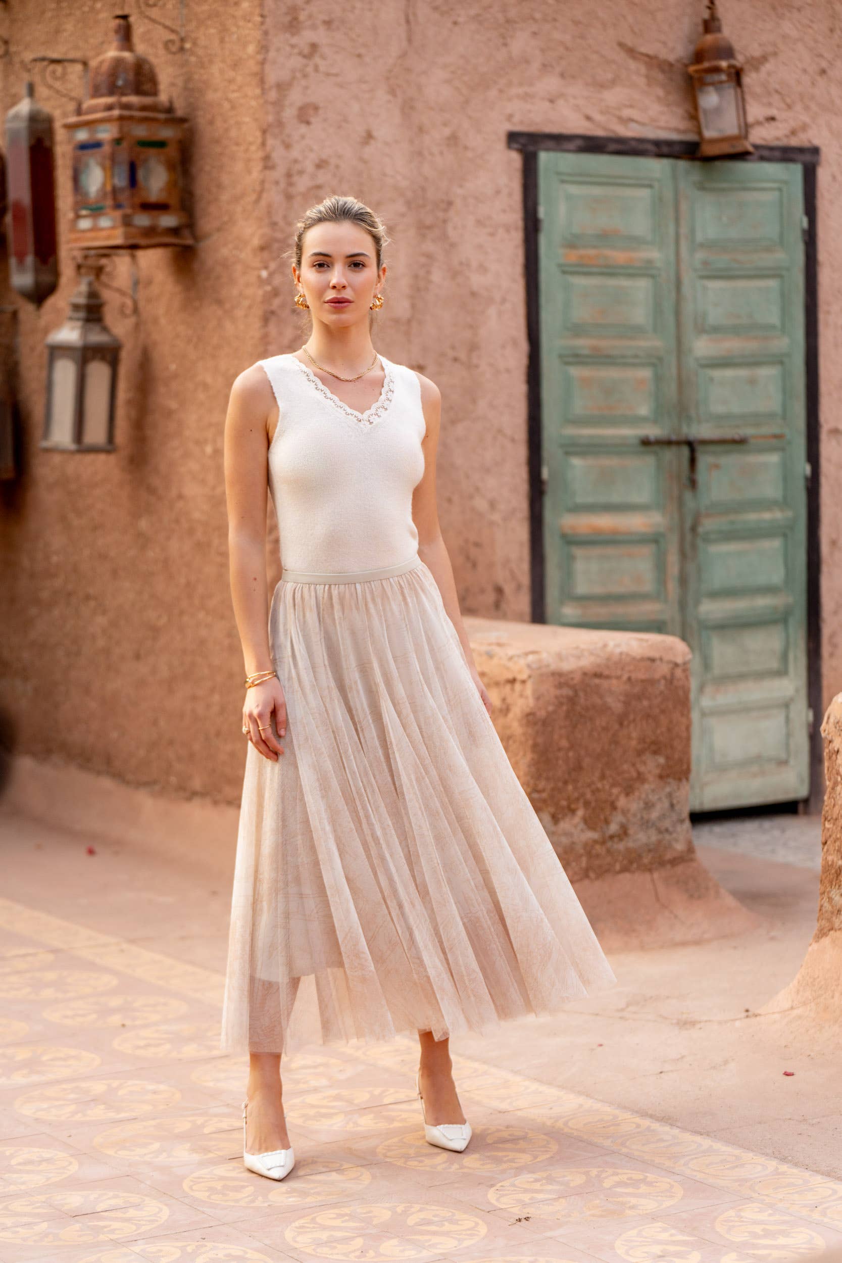 CHOKLATE PARIS – wholesale Kjol - Dam – Ambre kjol i tyll med toile de Jouy-tryck - CK08202-15