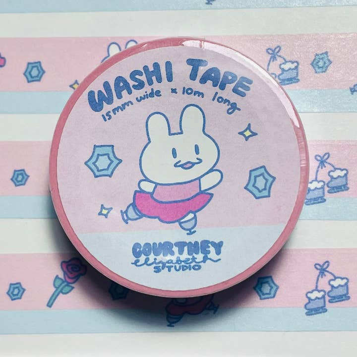 Gizmo Figure Skating Bunny Washi Tape - Rabbit On Ice for wholesale by Courtney Elizabeth Studio