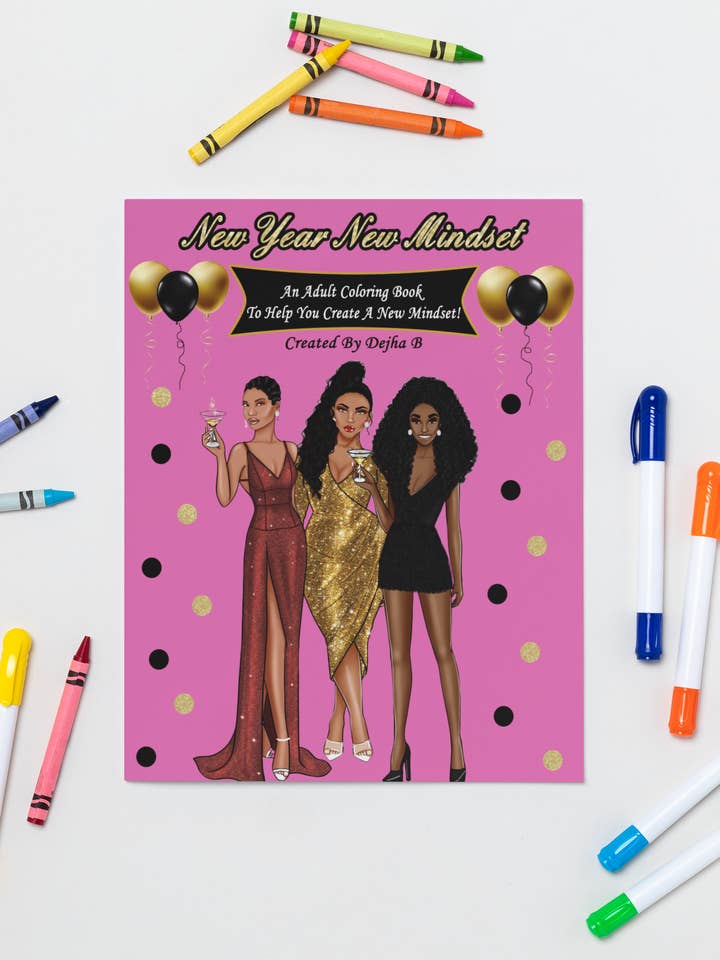 New Year New Mindset Adult Coloring Book for wholesale by Dejha B Coloring LLC