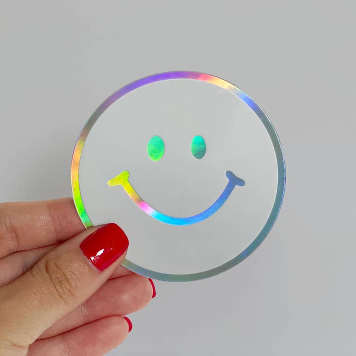 Holografisk Smiley ansikte klistermärke för wholesale av Jocelyn Diebolt Designs