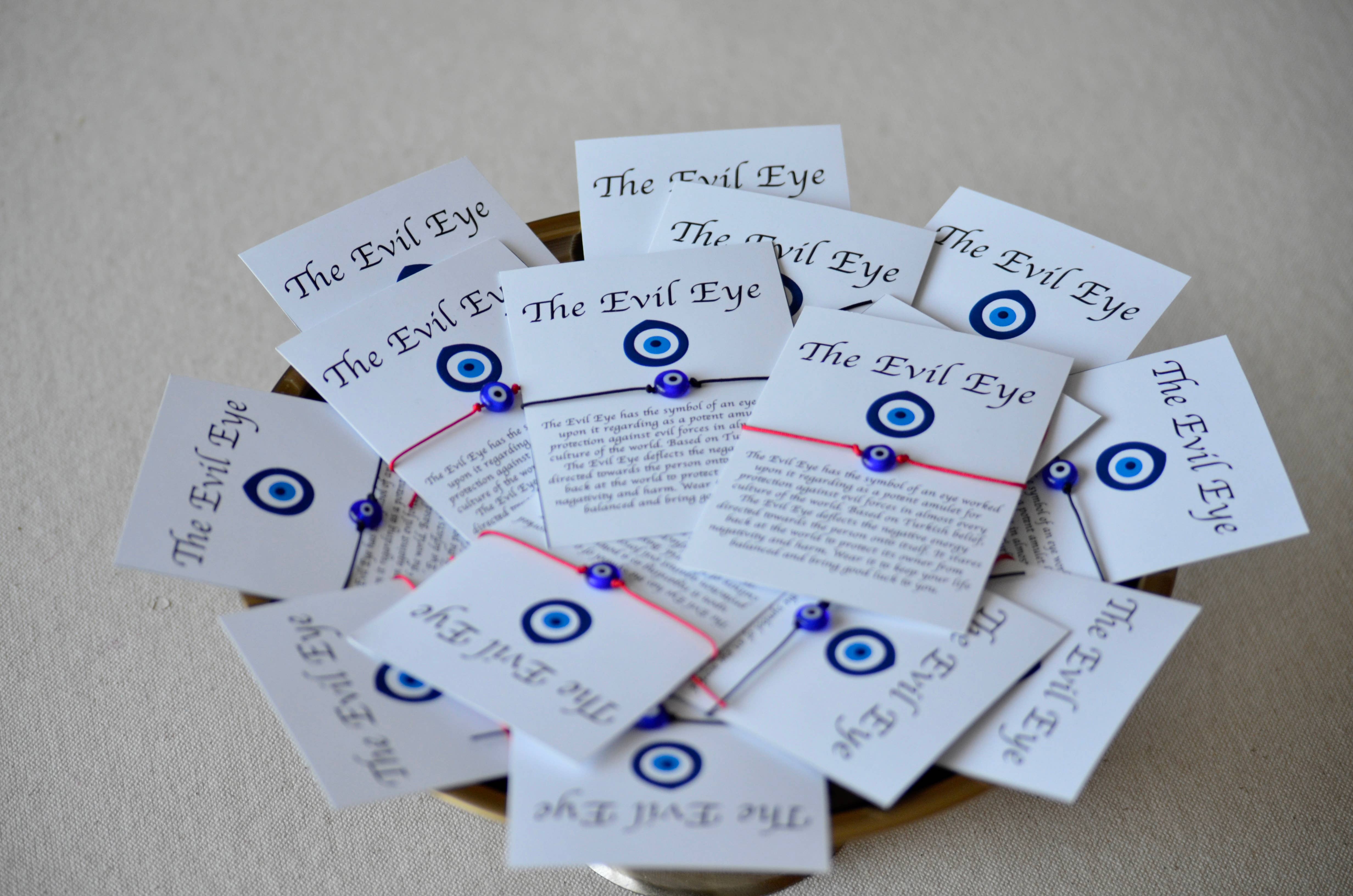 Uniq Favors - Wholesale Party Favor - Evil Eye Bracelet String Gift, Evil Eye Bracelet Card1