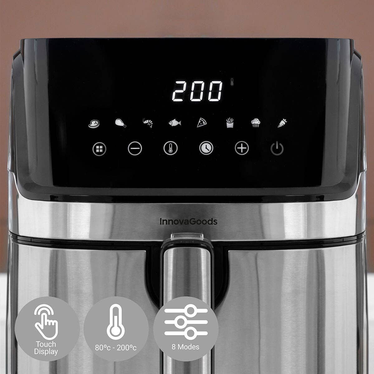 InnovaGoods - Vendita all'ingrosso Elettrodomestici da cucina - InnovaGoods Fryinn Pro 5500 friggitrice ad aria senza olio in acciaio inox nero 1700 W 5,5 L4