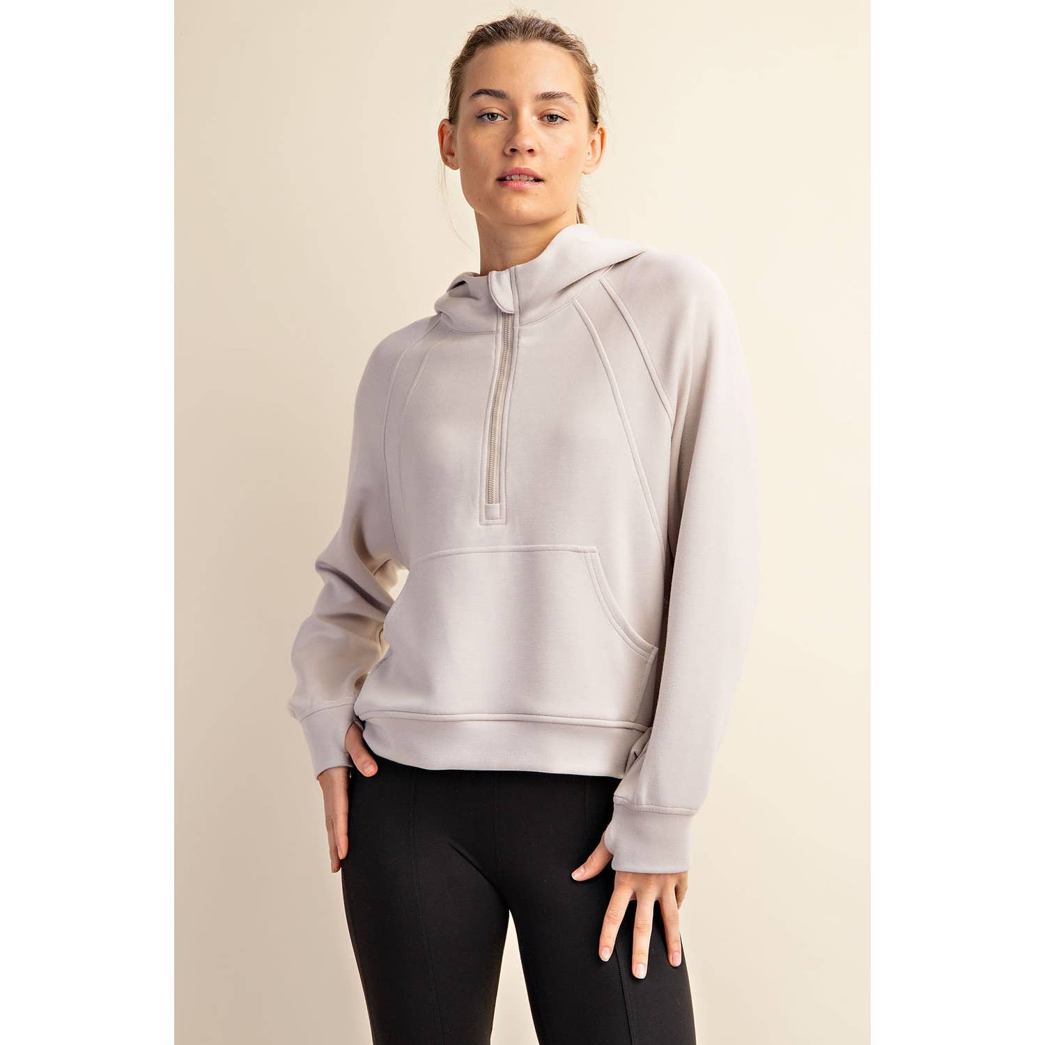 Rae Mode - Wholesale Hoodie - Women's - MODAL SCUBA QUARTER ZIP HODDIE JACKET1
