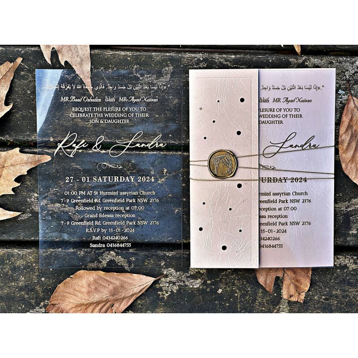 Personalisierte Acryl-Hochzeits- und Quinceañera-Einladungen für den Großhandel von Faire Part Cards