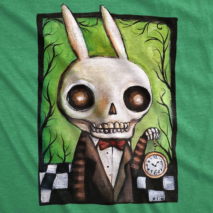 White Rabbit and His Watch Graphic Tee for wholesale by Reverie Apparel