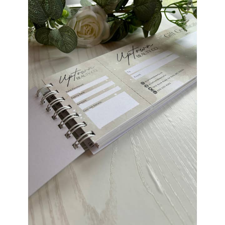 SR Creative Studio - Vente Étiquette cadeau - Carnet de chèques-cadeaux d'entreprise personnalisé