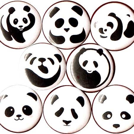 Pinbax Express - Wholesale Lapel Pin/Button - Panda Bear x 8 1" inch (25mm) pins zoo wildlife party favors