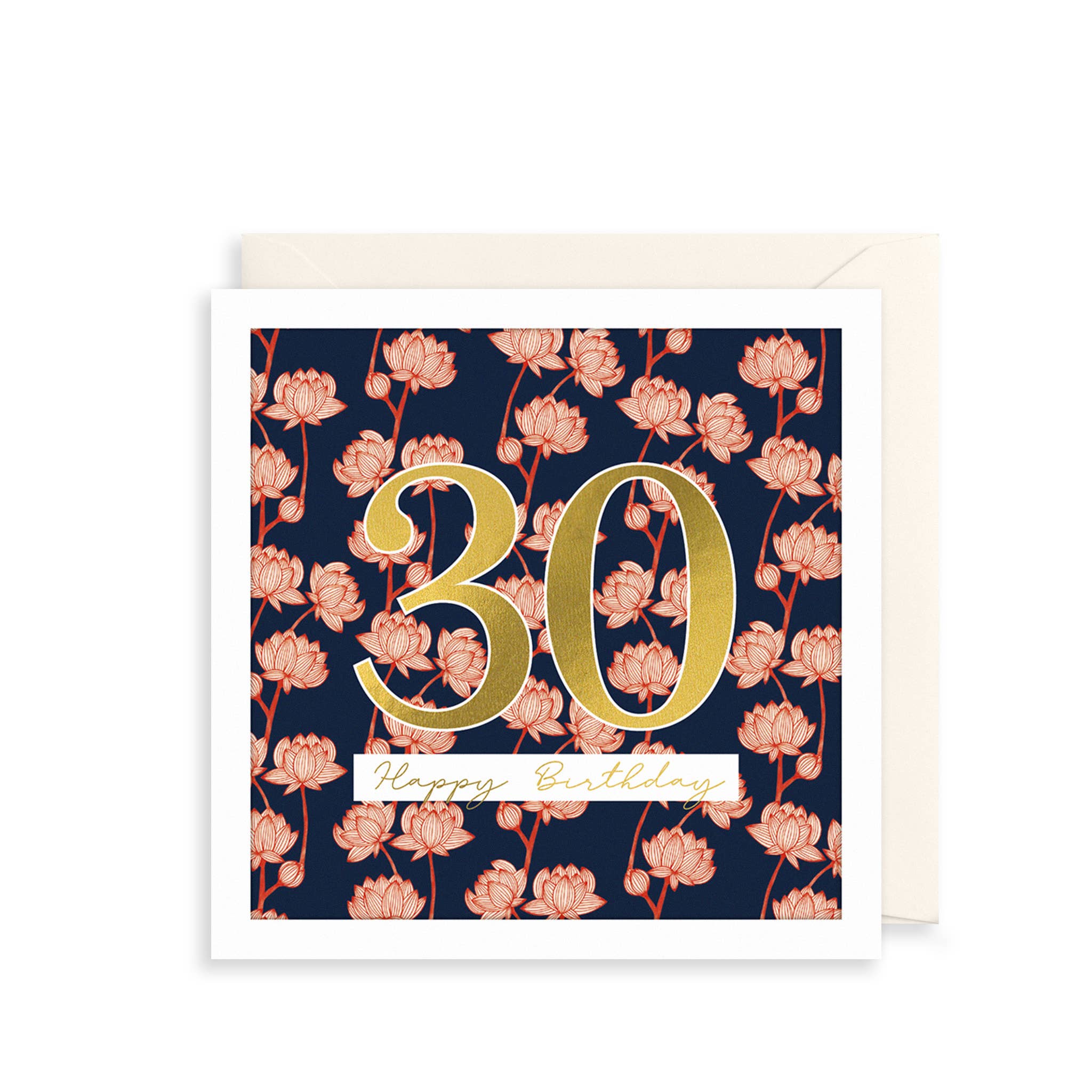 The Art File - Wholesale Everyday Greeting Card - 30th Birthday Card Pink Blossoms