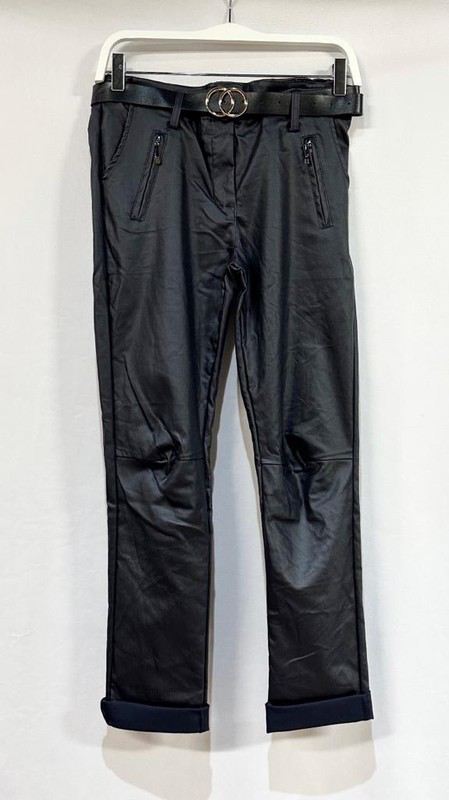 VENTI6 - Wholesale Pants - Women's - PU COATED ZIPPER POCKET DETAIL CRINKLE JOGGER (8772-PU)5