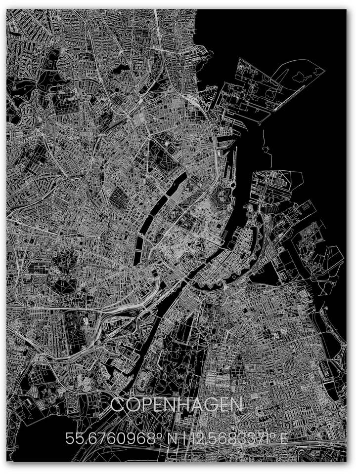 Plan de la ville en métal Copenhague pour la vente par Brandthout.